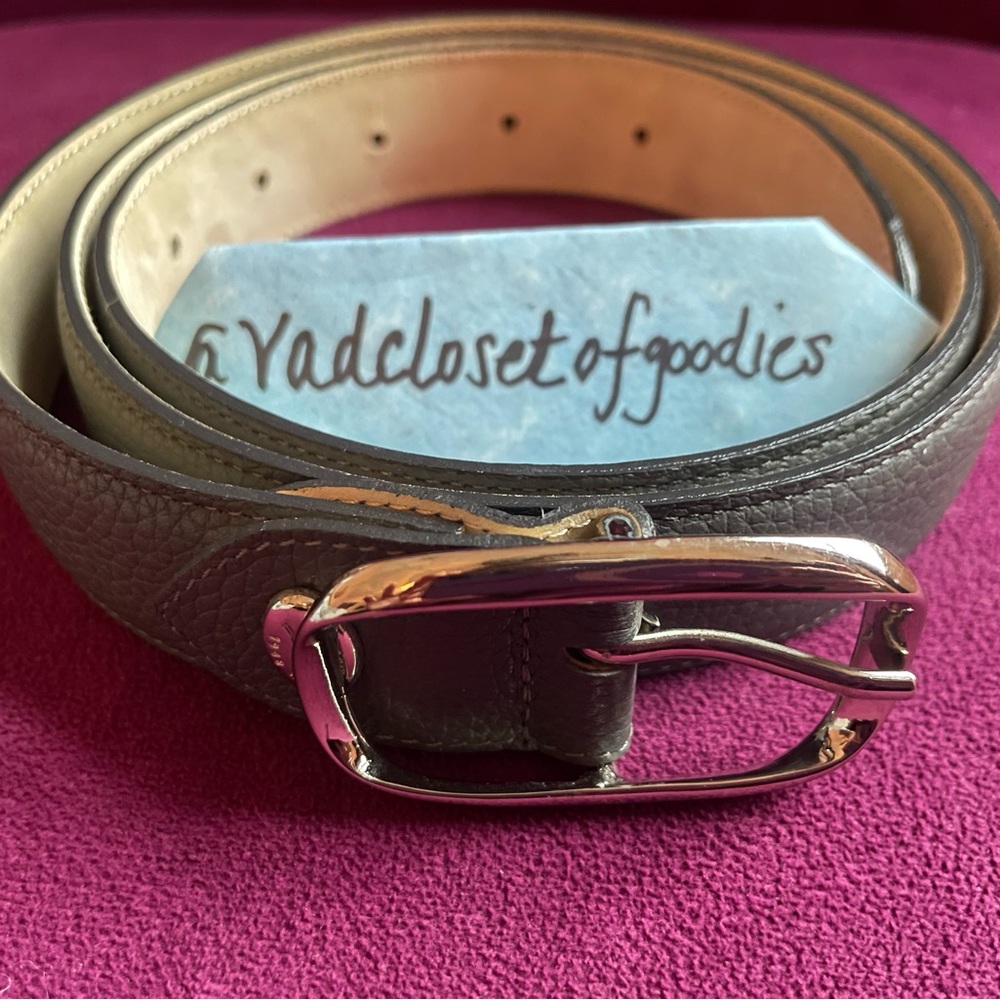 Longchamp Cowhide Leather Women’s Belt with Silver Buckle